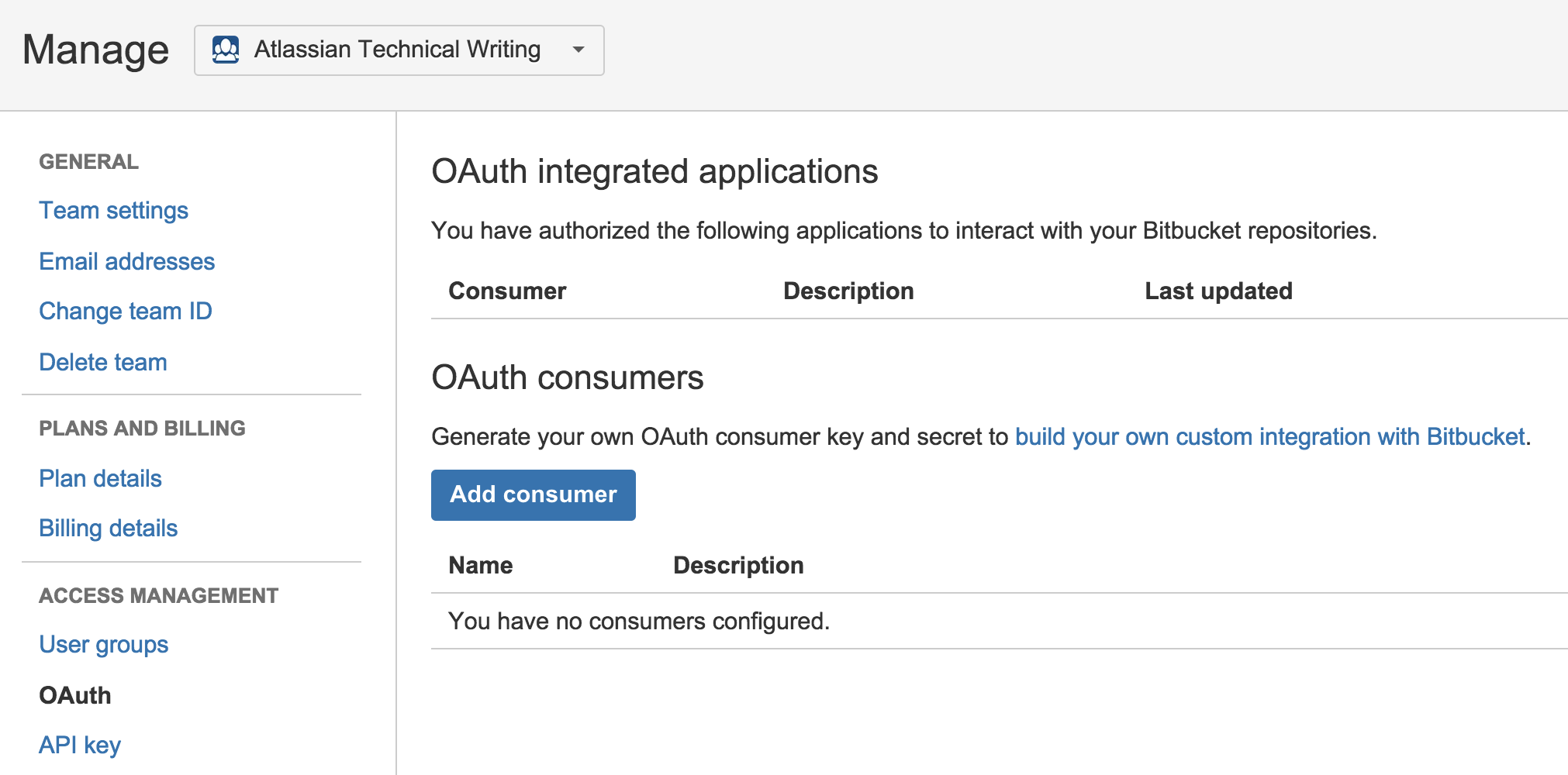 [OAuth integrated applications] ページ。