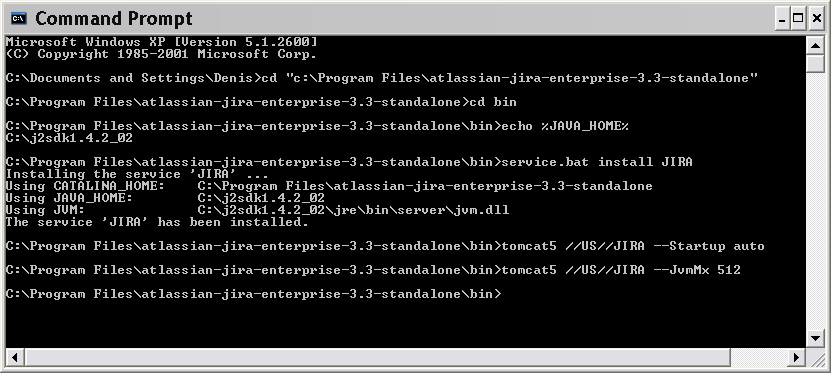 Result of running the command from the command prompt.