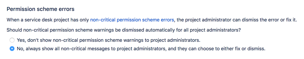 Permission scheme errors in Jira Service Desk configuration.
