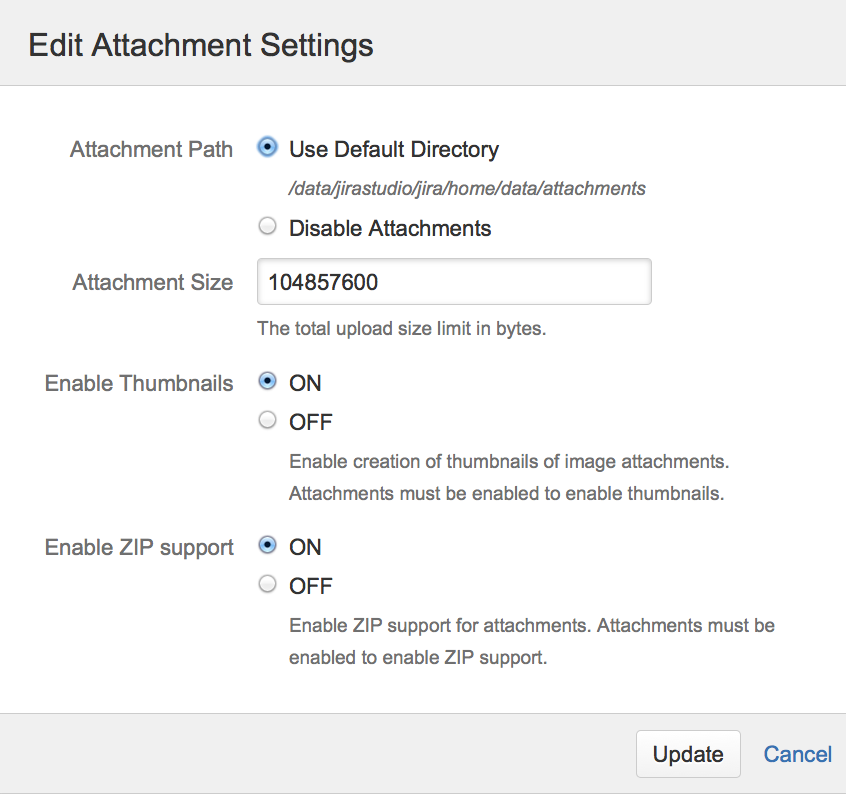 Edit attachment settings.