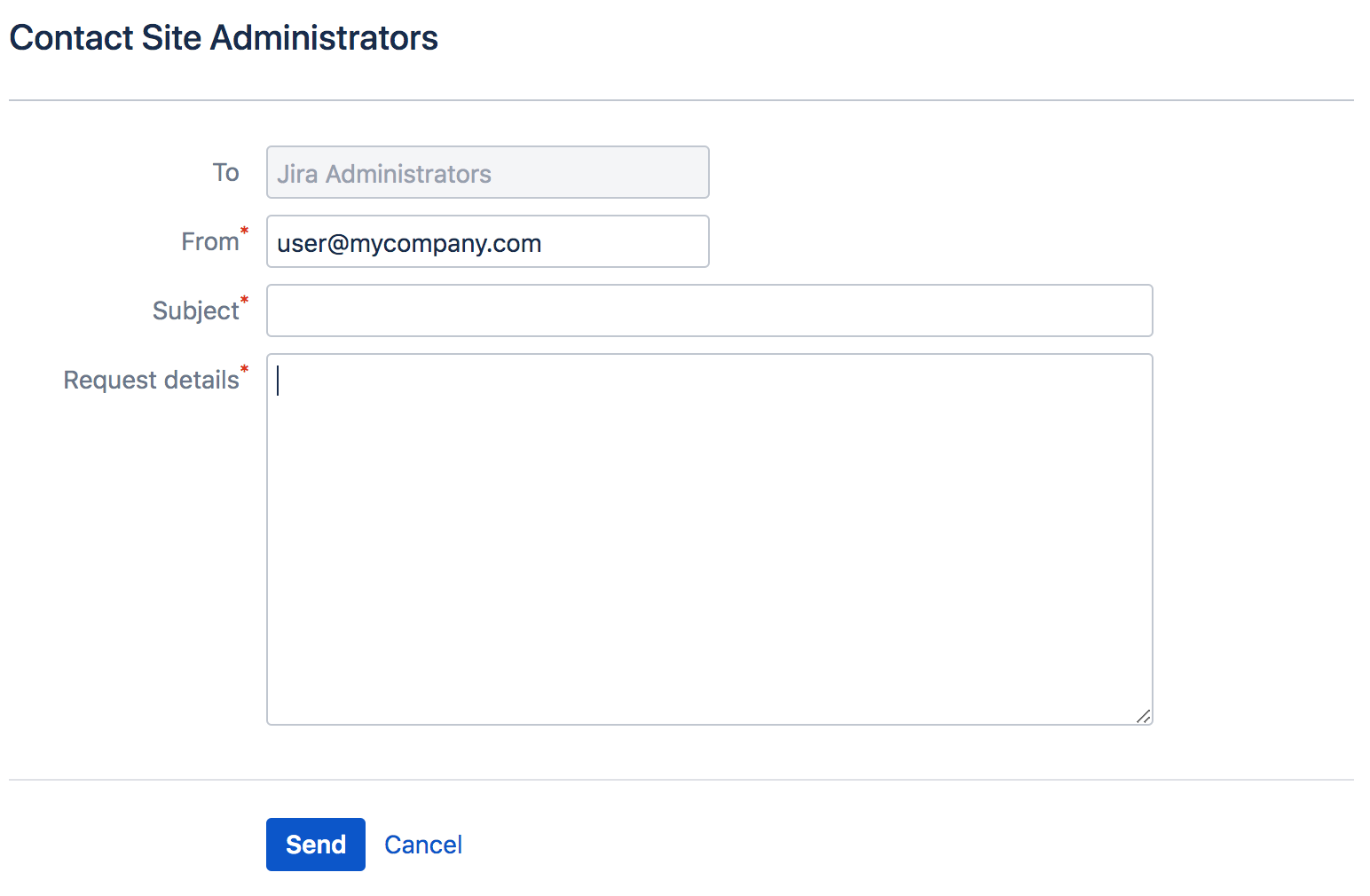 Contact Site Administrators form.