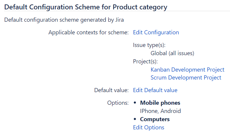 Custom field option view