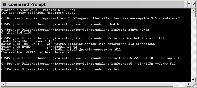 コマンド プロンプトからコマンドを実行した結果。