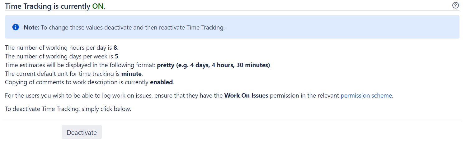 Time tracking is enabled
