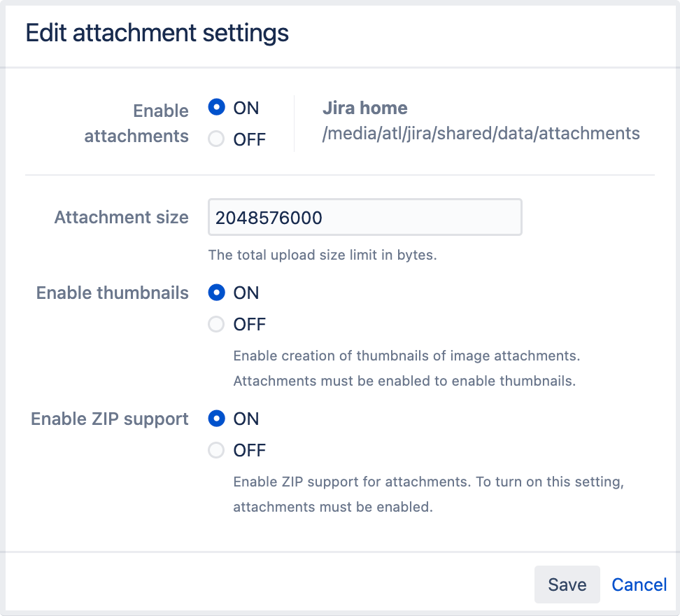 Configuring File Attachments | Administering Jira Applications Data ...