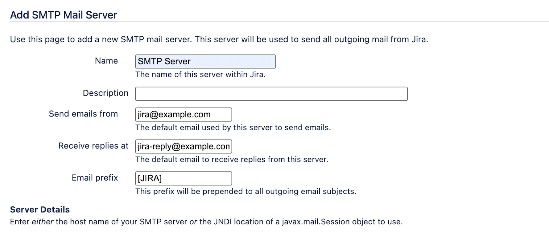 Add SMTP mail server screen