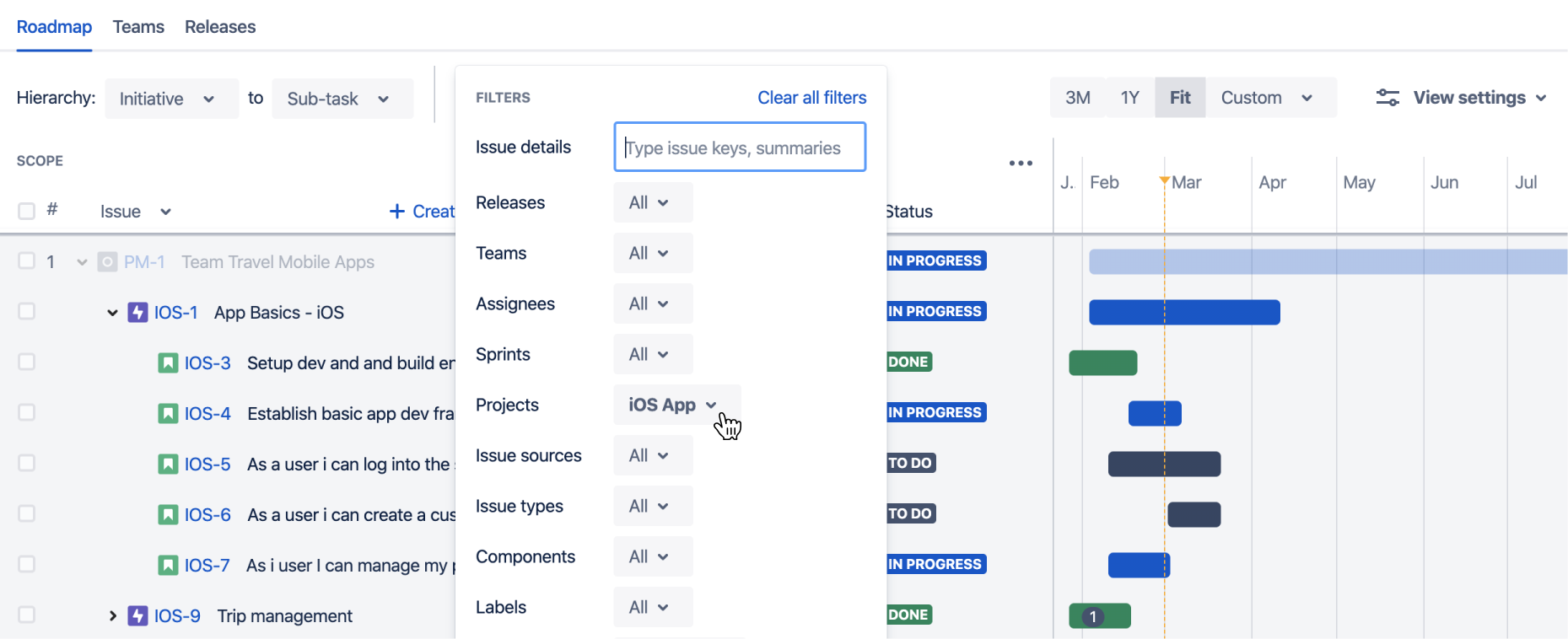 Filtering issues Advanced Roadmaps for Jira Data Center and Server 3.