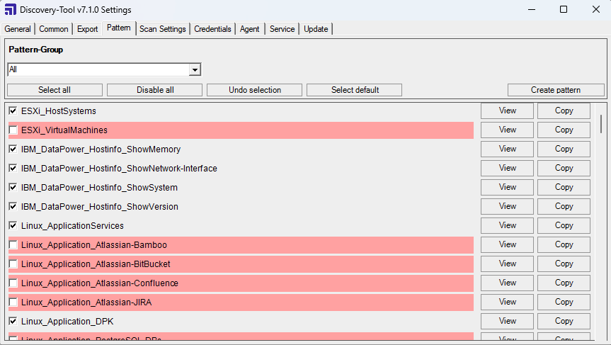 Pattern group settings