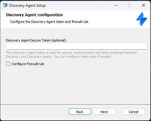 Discovery agent configuration window