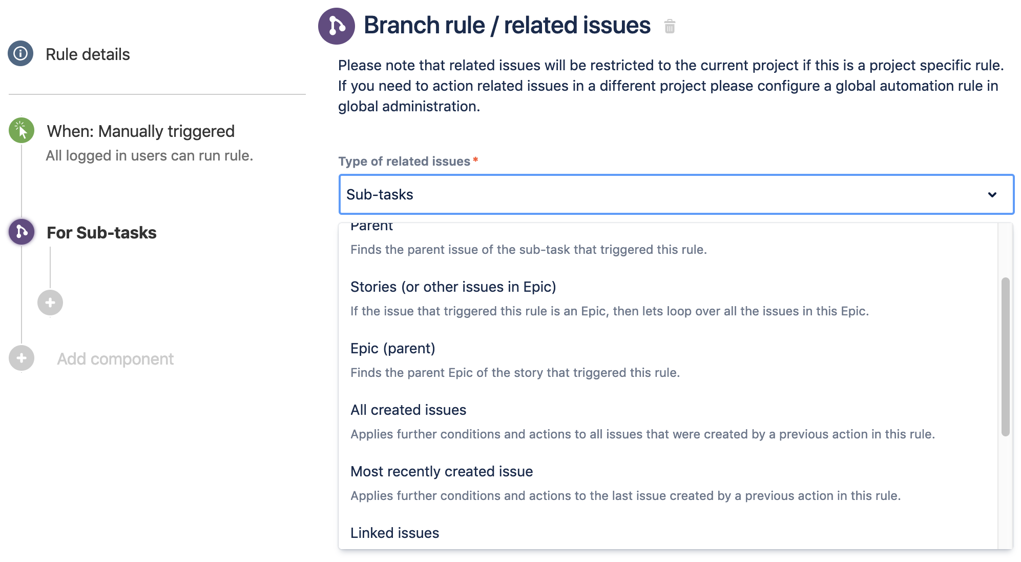 Working With Related Issues Automation For Jira Data Center And Server 7 2 Atlassian Documentation