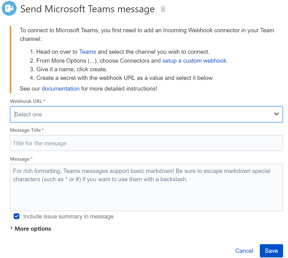 Send Microsoft Teams message