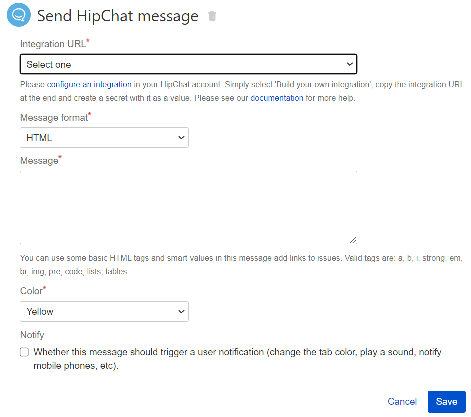 Send Hipchat message