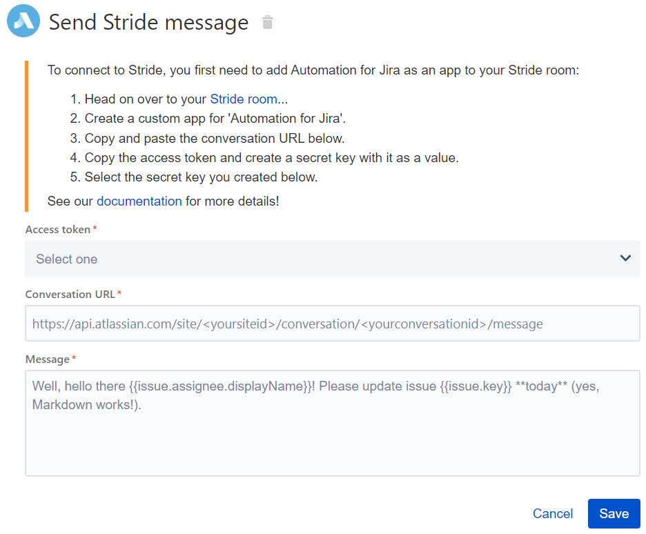 Send Stride message