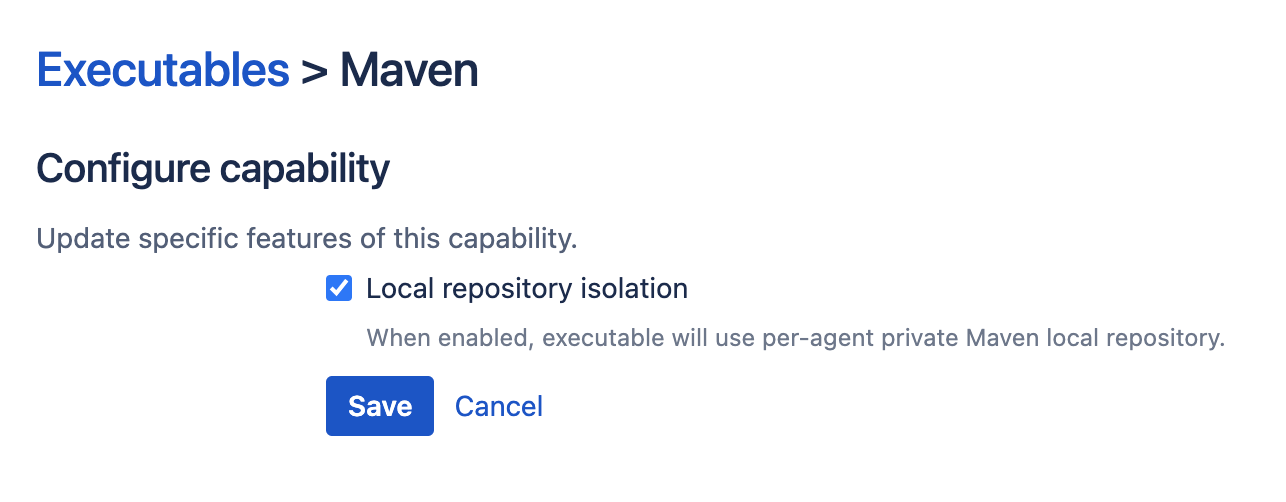 Local repository isolation option in Maven capability configuration