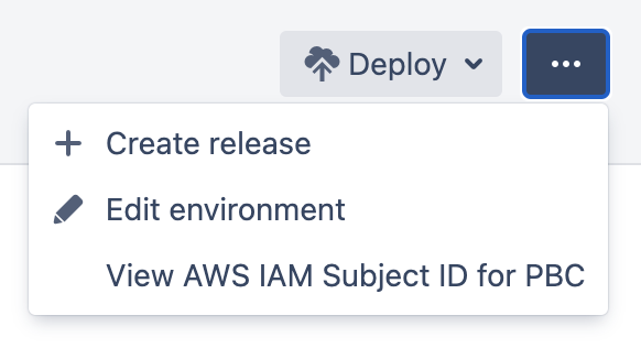 more actions menu in deployment environment