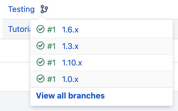 Branch view in the build dashboard