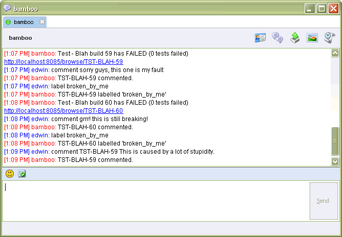 Screenshot of Bamboo interacting with IM
