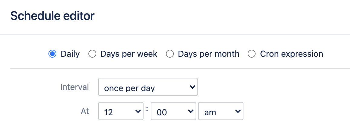 Daily schedule trigger configuration screen