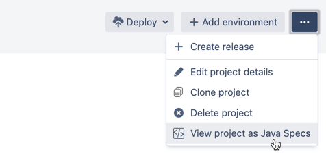 More actions menu in deployment project configuration