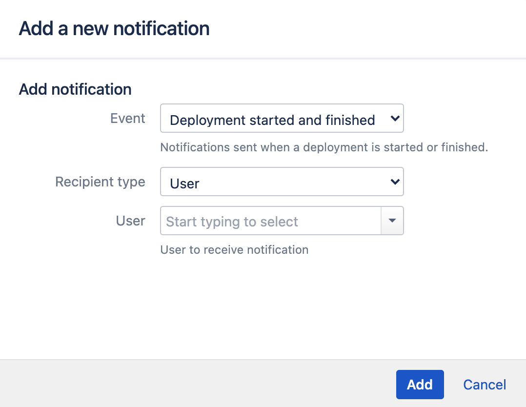 Add a new notification screen for deployment environment