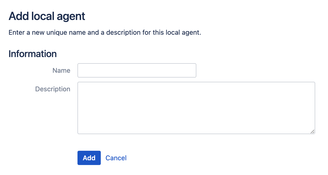 Add local agent screen