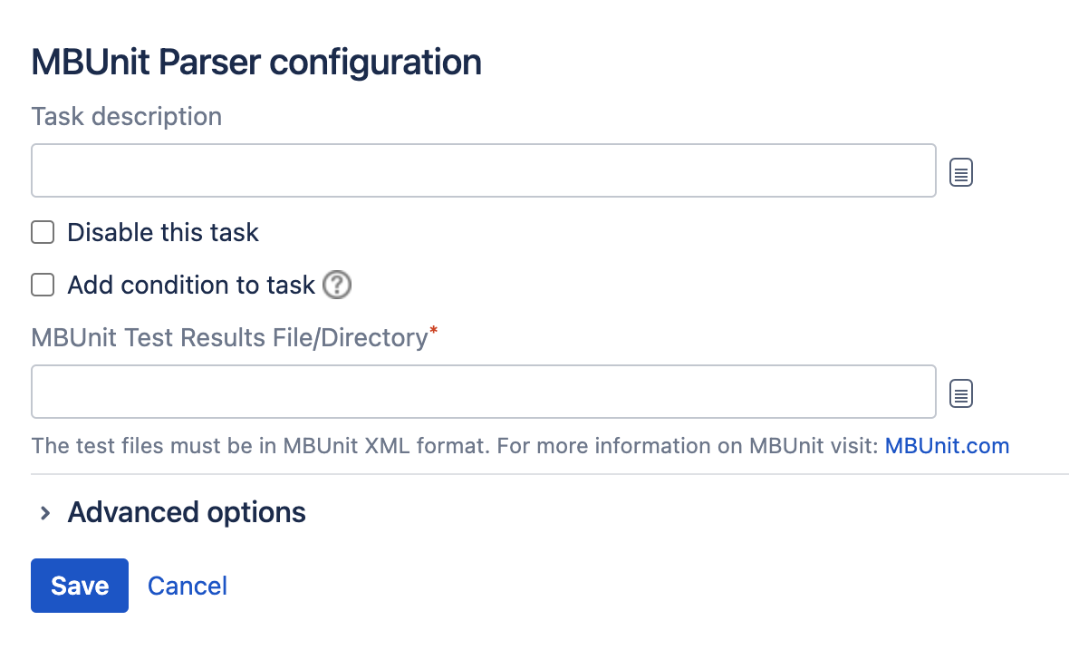 MBUnit Parser task type configuration
