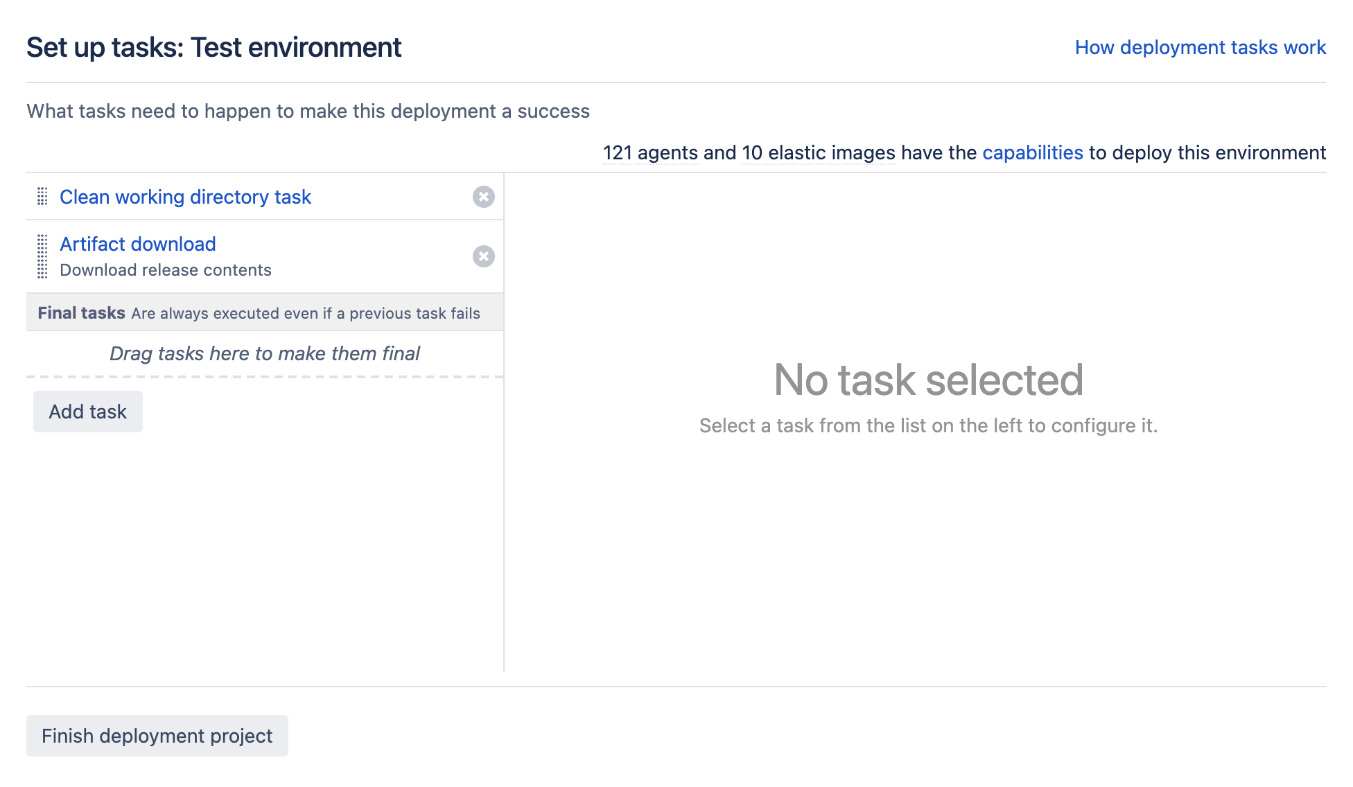 Task setup screen