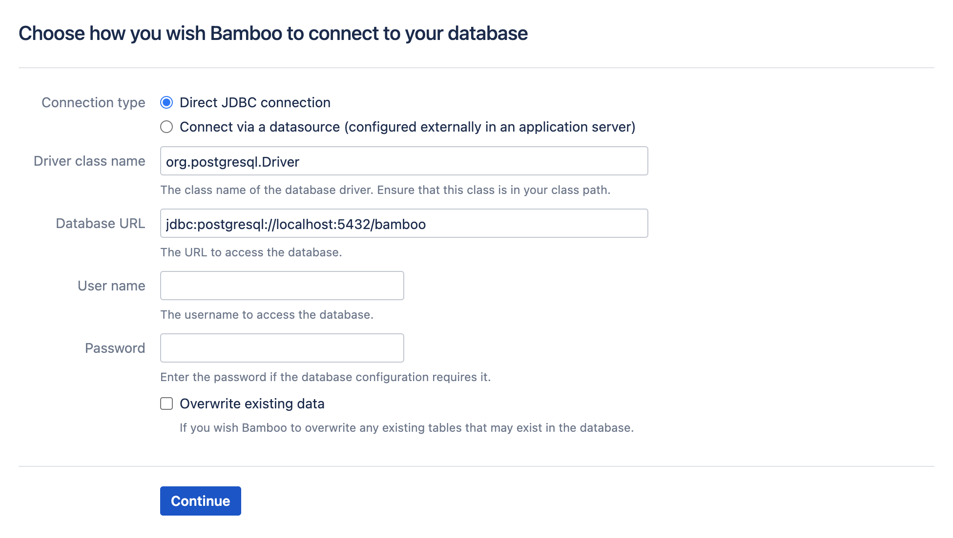 Database connection section