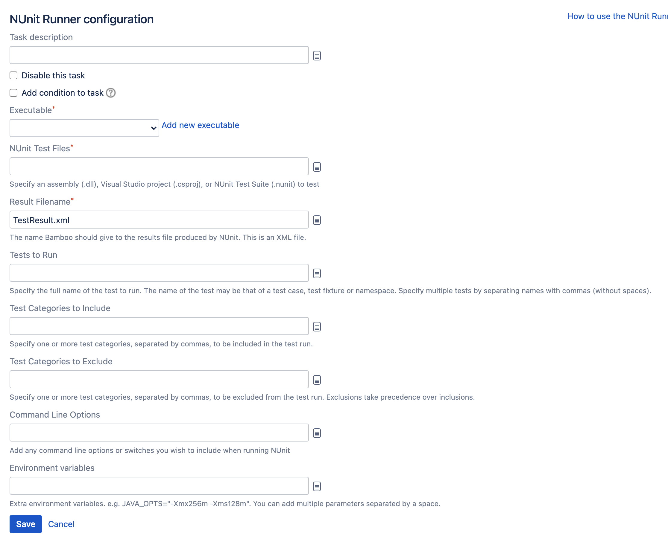 NUnit Runner configuration NUnit Runner configuration