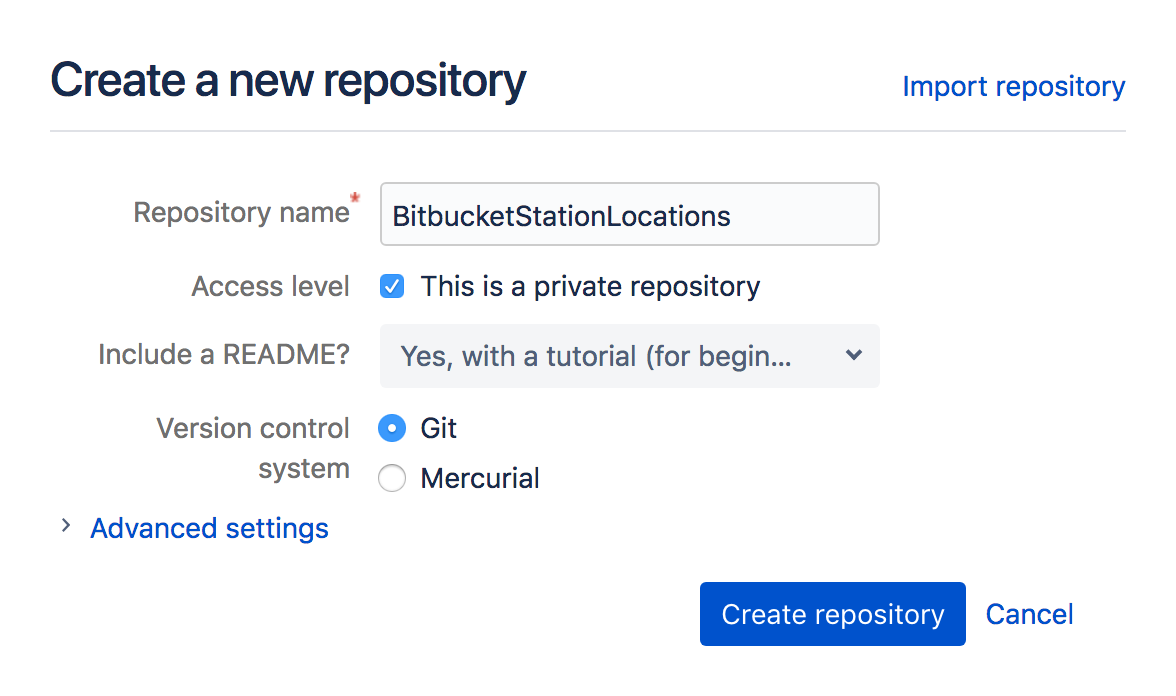 in repository change how name git to Create a Atlassian   Git repository Documentation