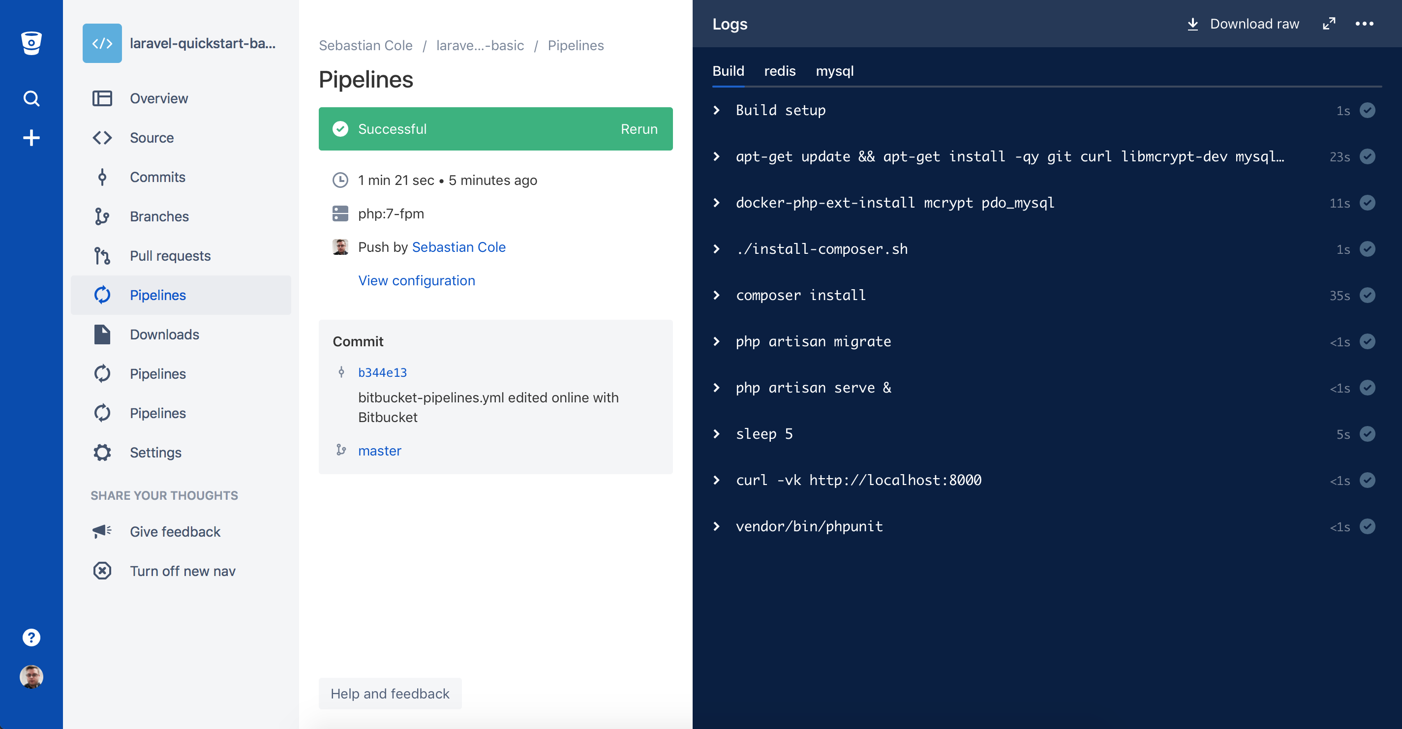 Laravel with Bitbucket Pipelines - Atlassian Documentation