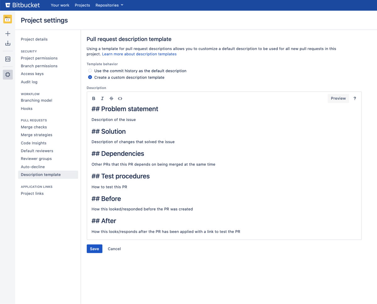 Bitbucket Pull Request Template