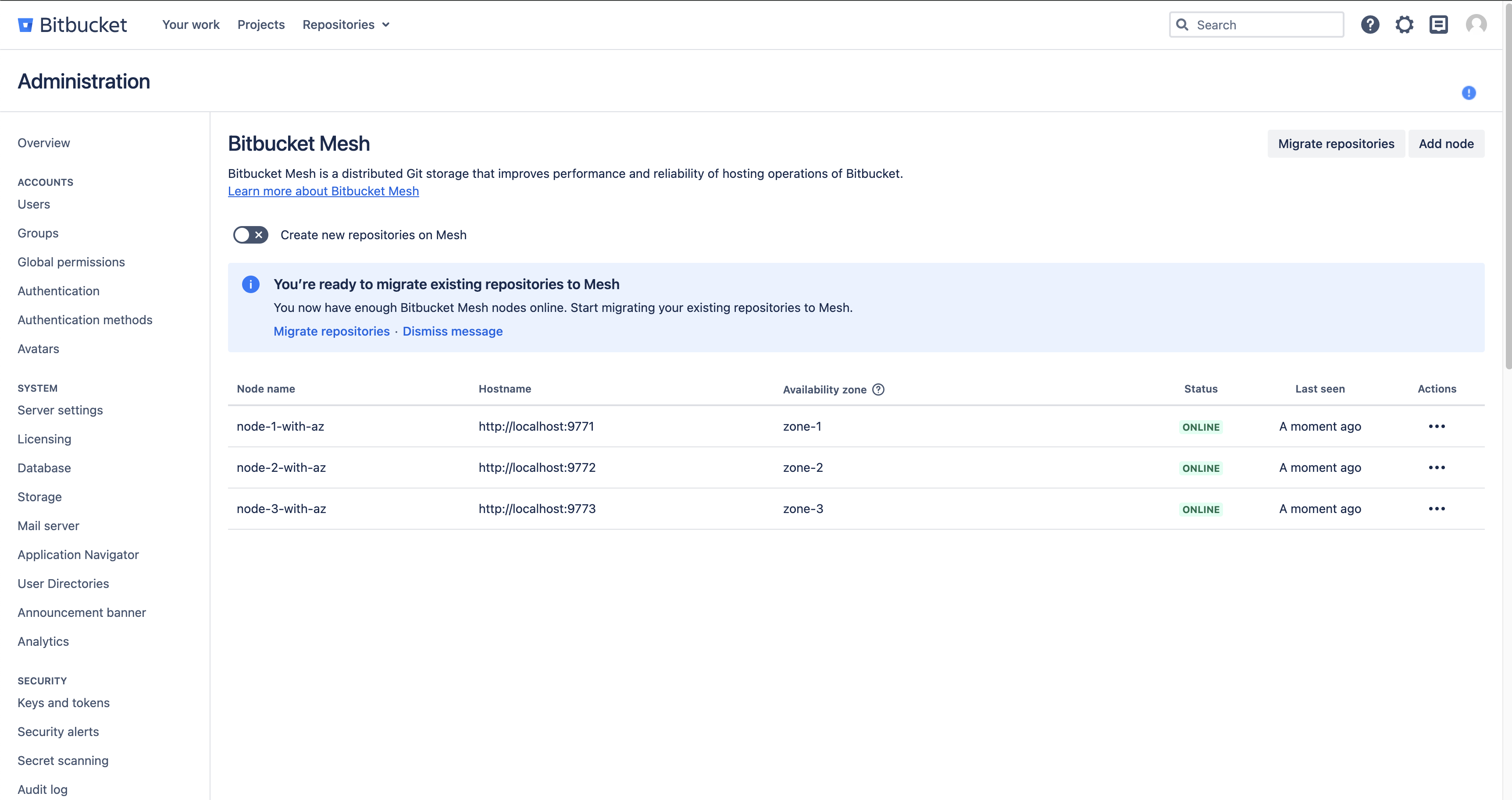 Bitbucket Mesh nodes with configured availability zones