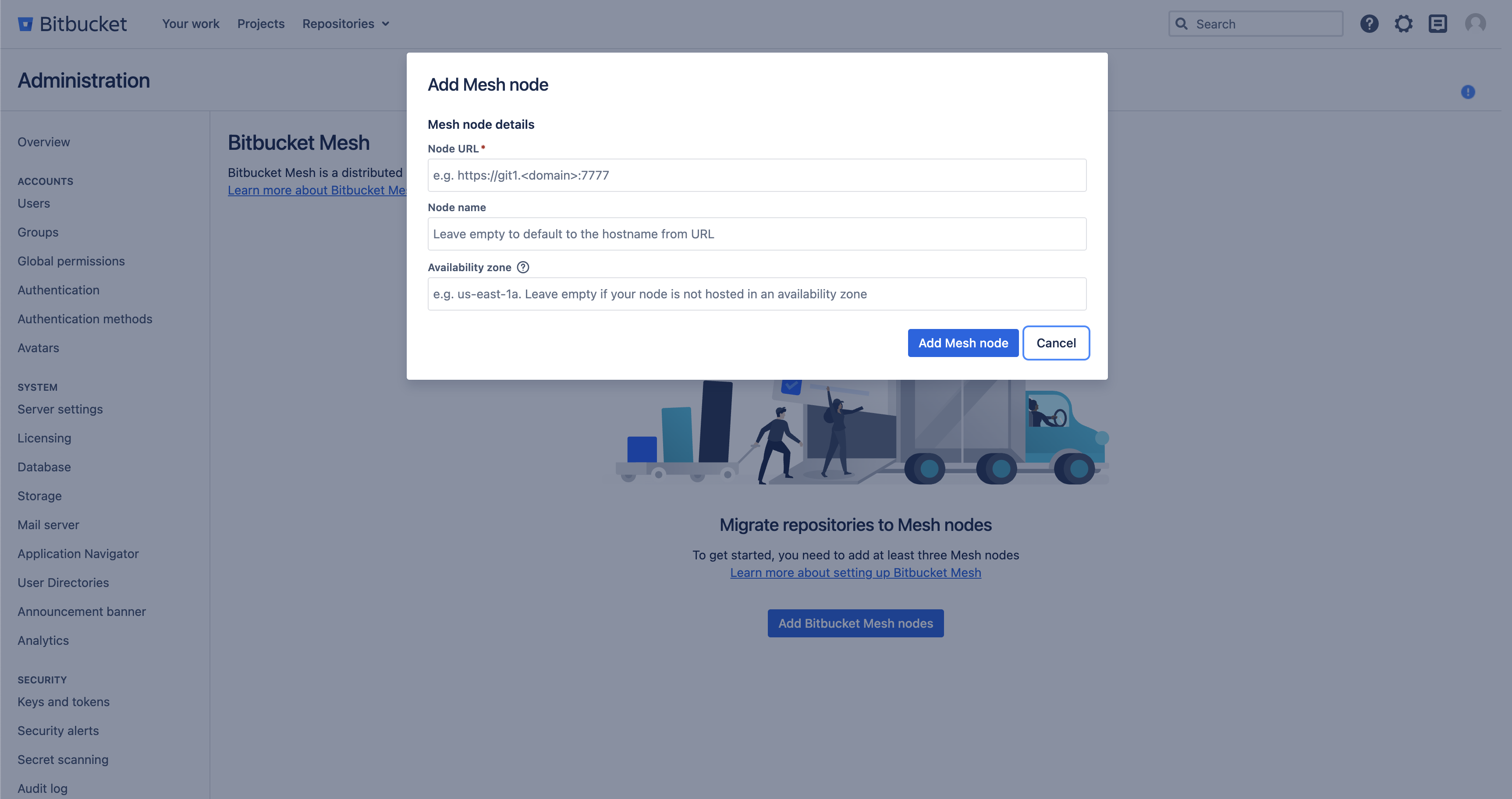 Registering a new Bitbucket Mesh node