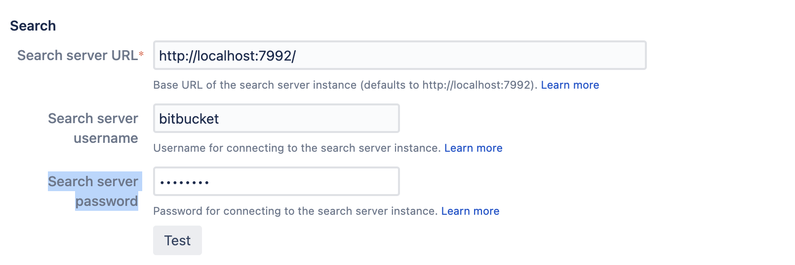 Test Button In Search Server For Bitbucket Server Results In The Access ...