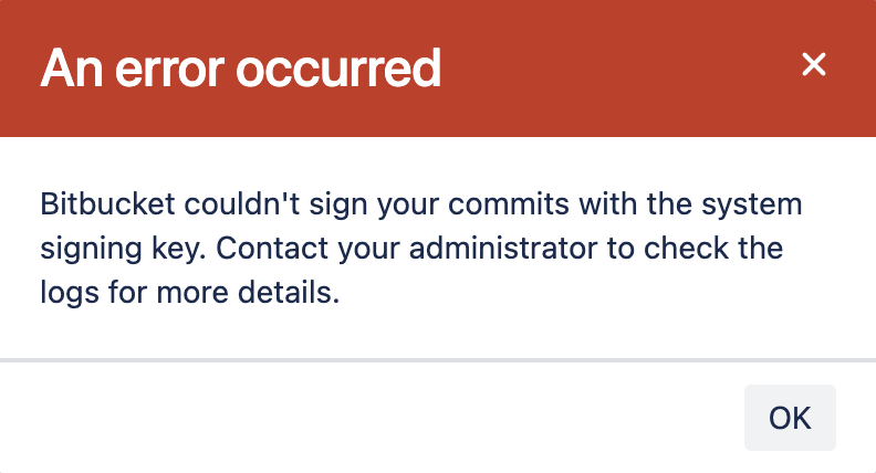 Error occurring when Bitbucket creates a commit