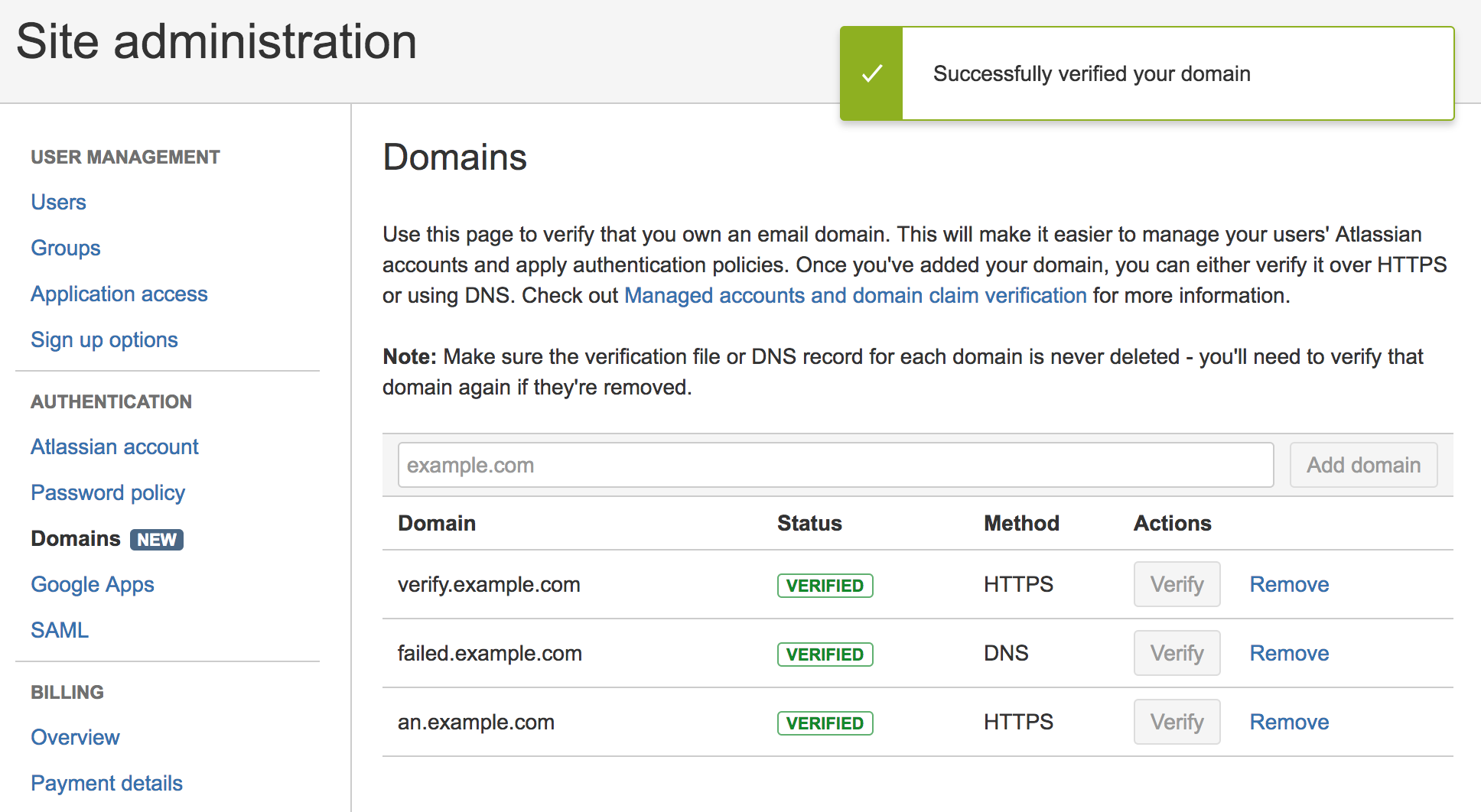 Domain Verification - Atlassian Documentation