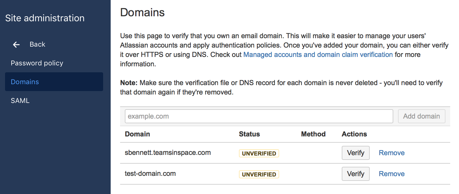 Domain Verification - Atlassian Documentation