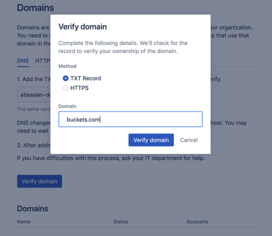 Verify A Domain To Manage Accounts Atlassian Support