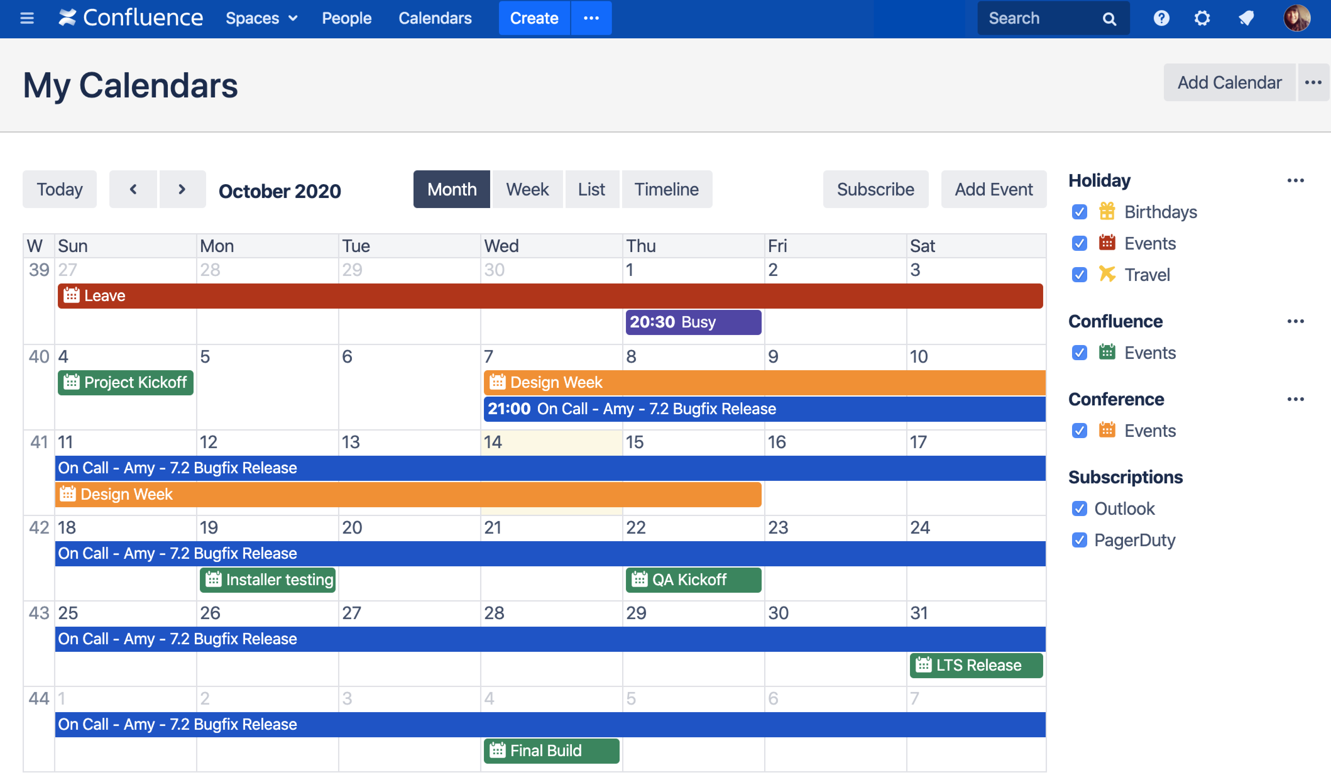 Team Calendars Quick Tour Confluence Data Center and Server 7.13