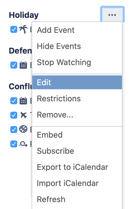 Edit button in the more actions menu