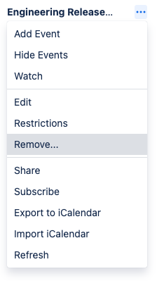 Remove button in the calendar more actions menu