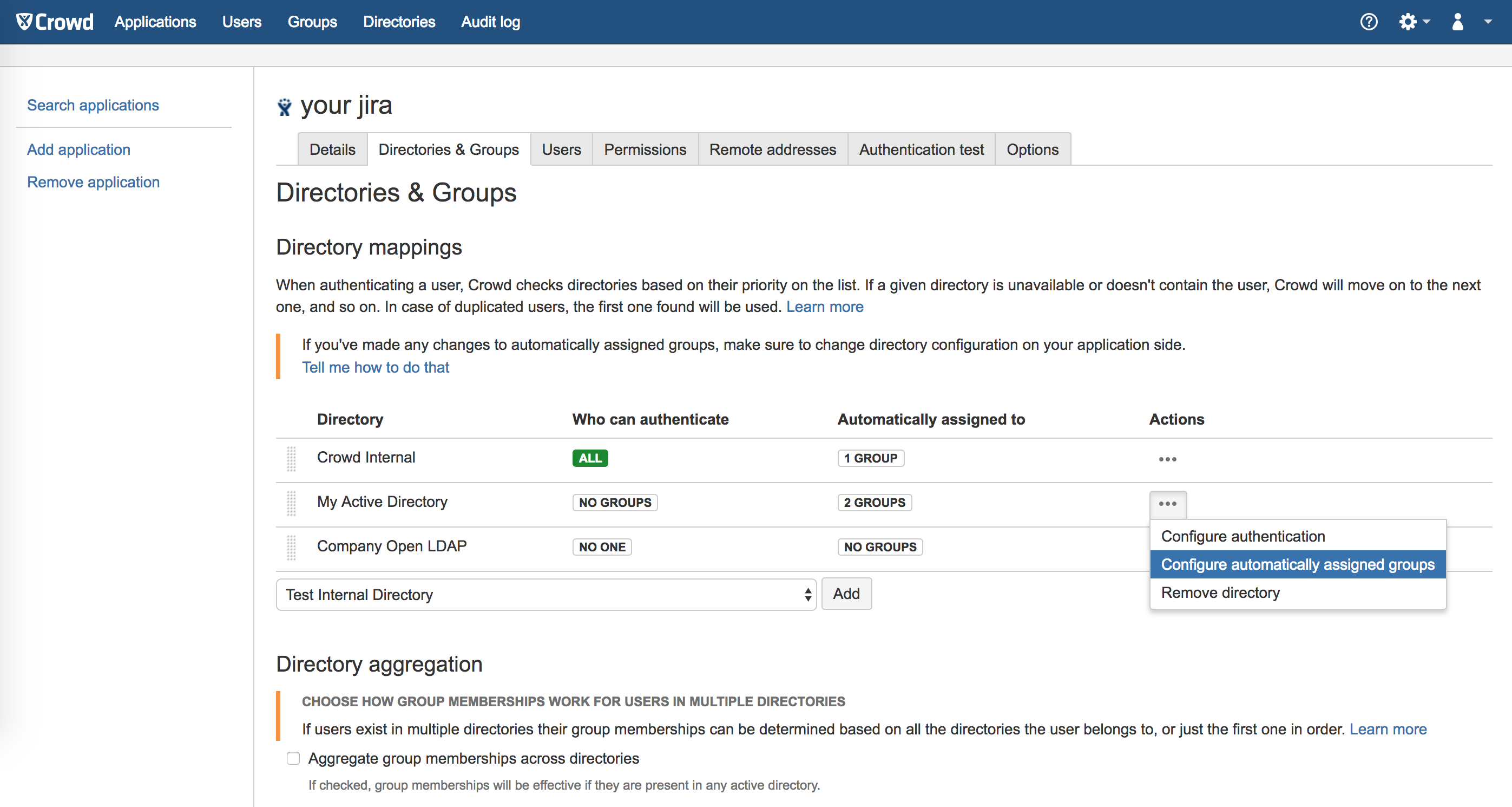 Screenshot Application — Map Directories