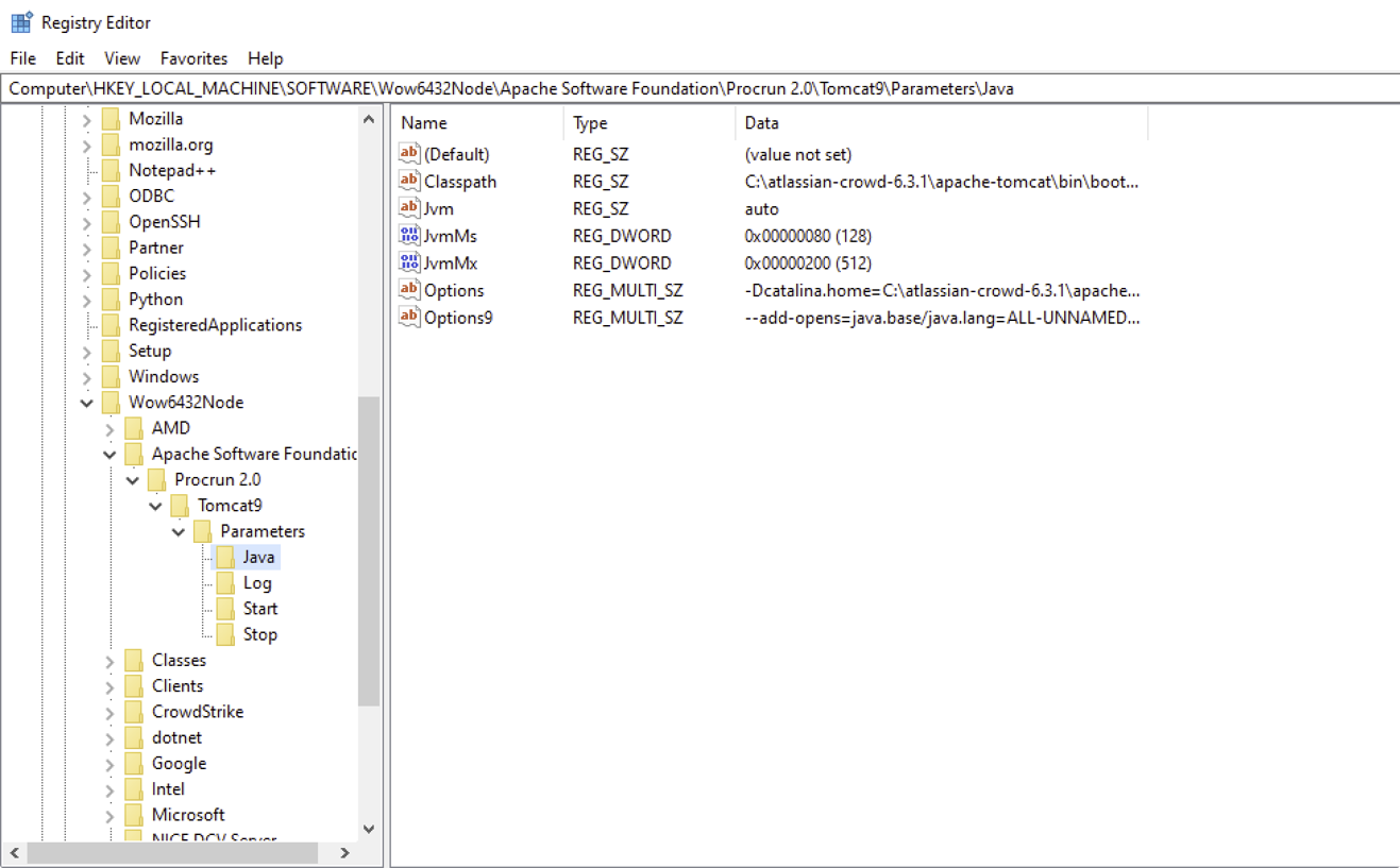 Setting system properties via registry editor