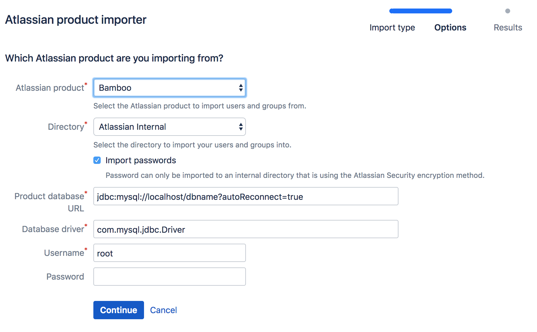 Screenshot: 'Import Bamboo Users'