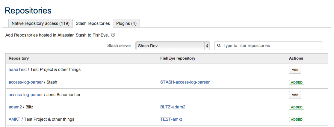 Atlassian Crucible import Stash git repositories