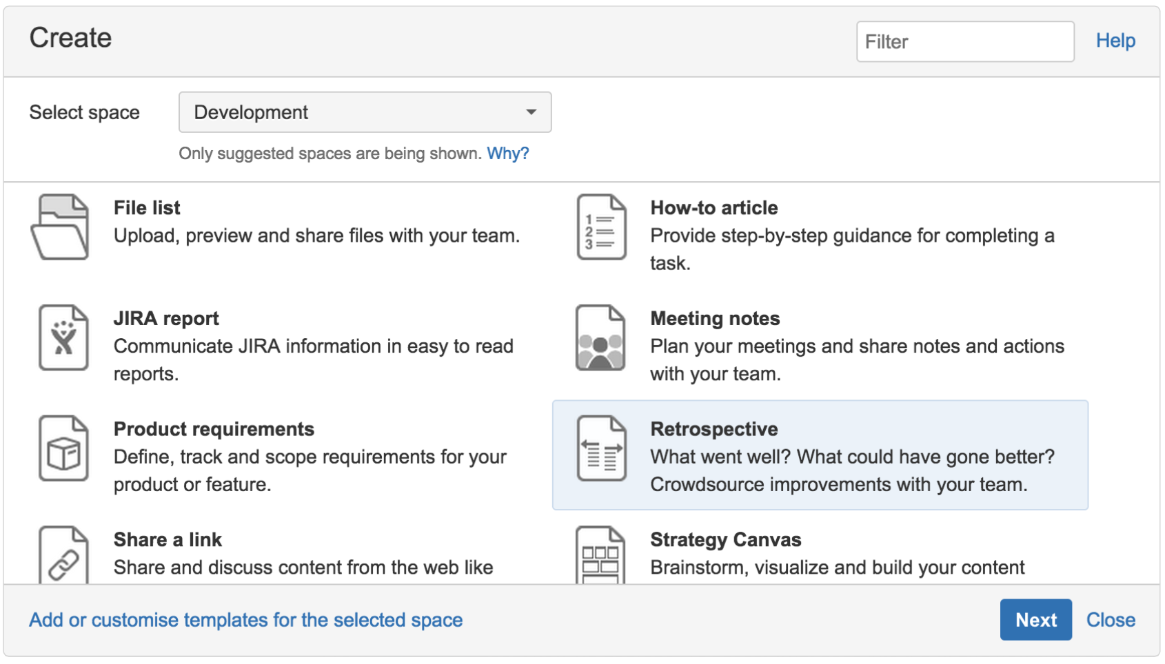 Confluence Retrospective Template