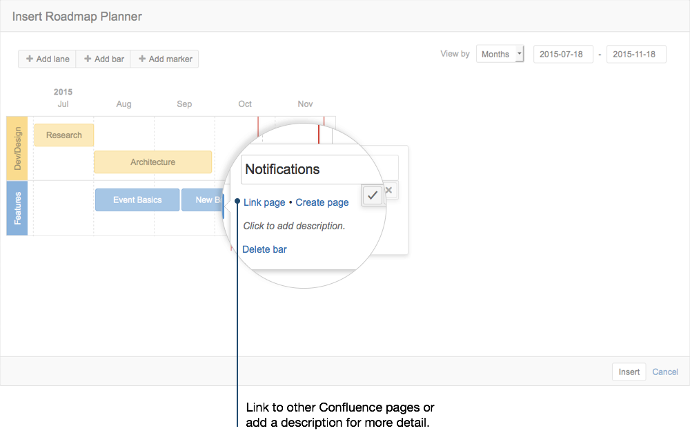 confluence roadmap planner link to jira ticket