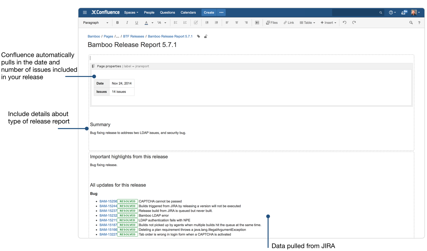 How to document releases and share release notes Confluence Data