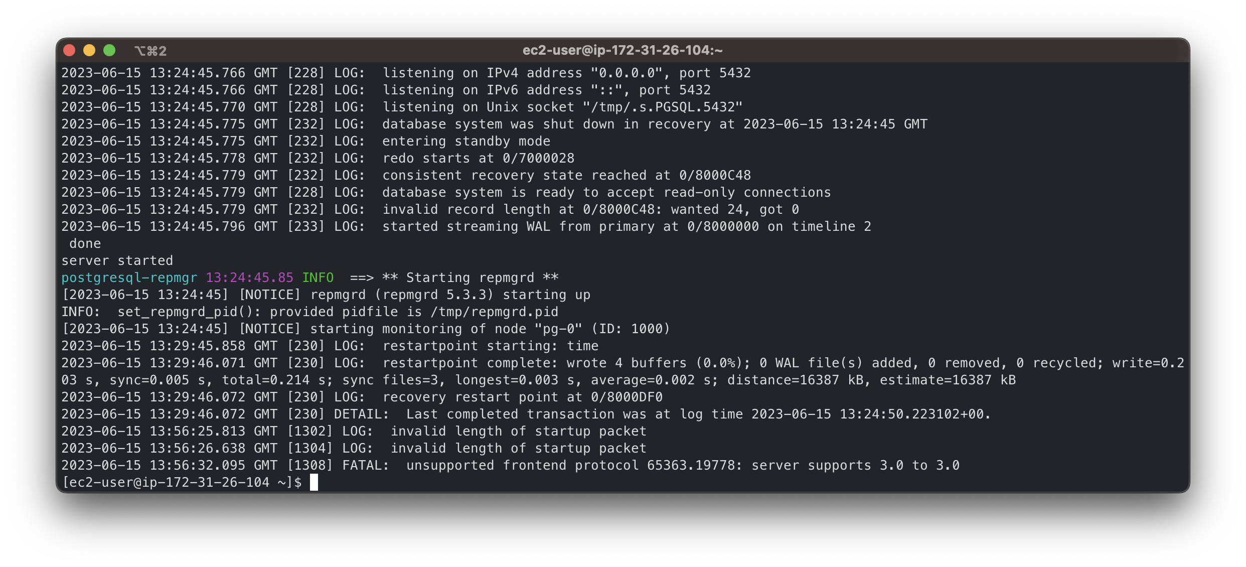 別のマシンにプライマリ PostgreSQL ノードを作成